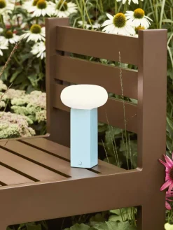 Outlet Hübsch Low Trådløs Bordlampe H20 cm, Blå