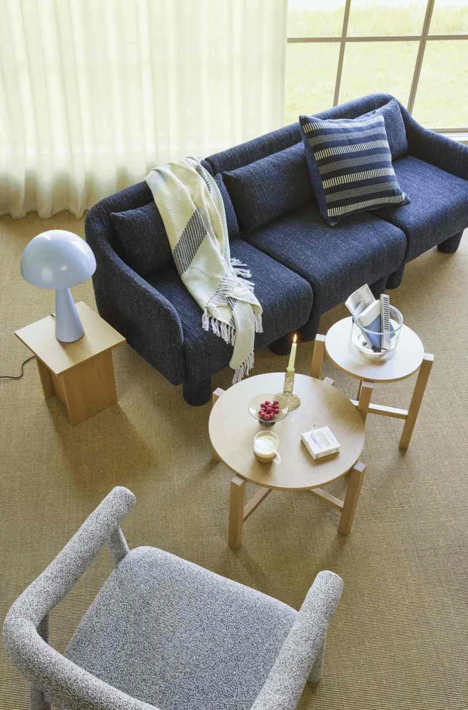 Discount Hübsch Morph Pude 60x60 cm, Lyseblå