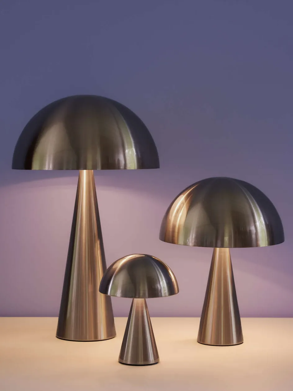 Sale Hübsch Mush Trådløs Bordlampe LED H20 cm, Nikkel
