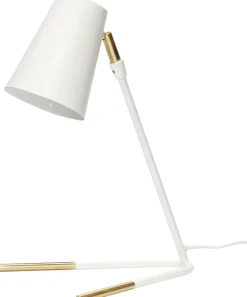Hübsch Lamper Til Kontoret|Lamper Til Soveværelset > Slant Bordlampe H40 cm, Hvid/Messing