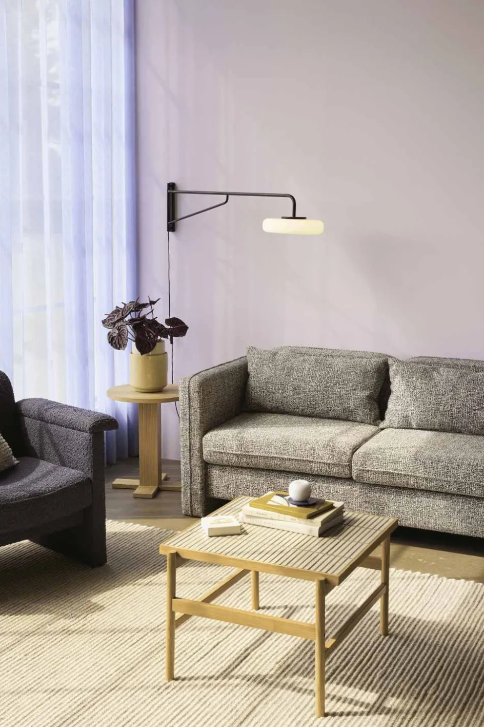 New Hübsch Sway Væglampe 120 cm, Sort