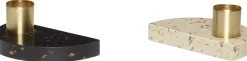 Hübsch Lysestager > Crescent Lysestager 2 stk. H4 cm, Terrazzo/Messing