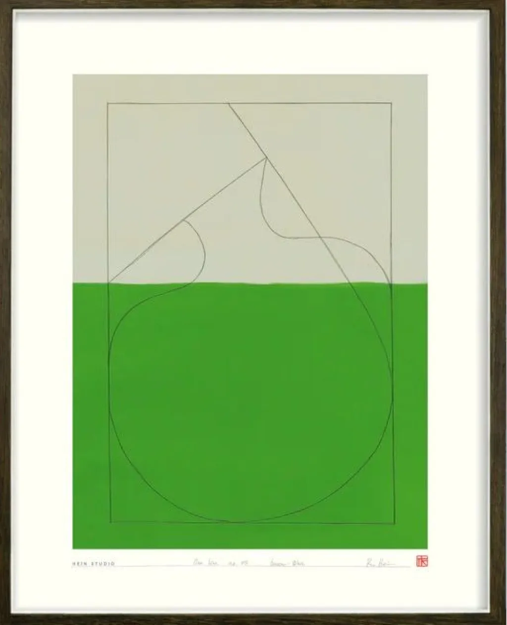 Hein Studio Stue|Vægdekorationer Og Plakater > Art Print Collection 2038 One Line no. 03 40x50 cm, Grøn/Sand