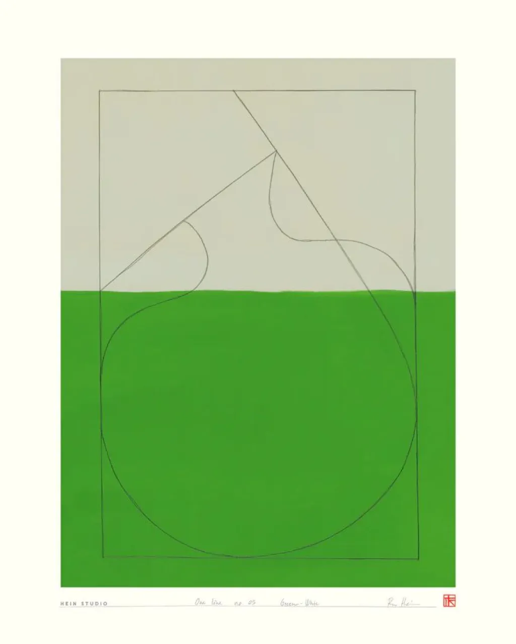 Hein Studio Stue|Vægdekorationer Og Plakater > Art Print Collection 2038 One Line no. 03 40x50 cm, Grøn/Sand
