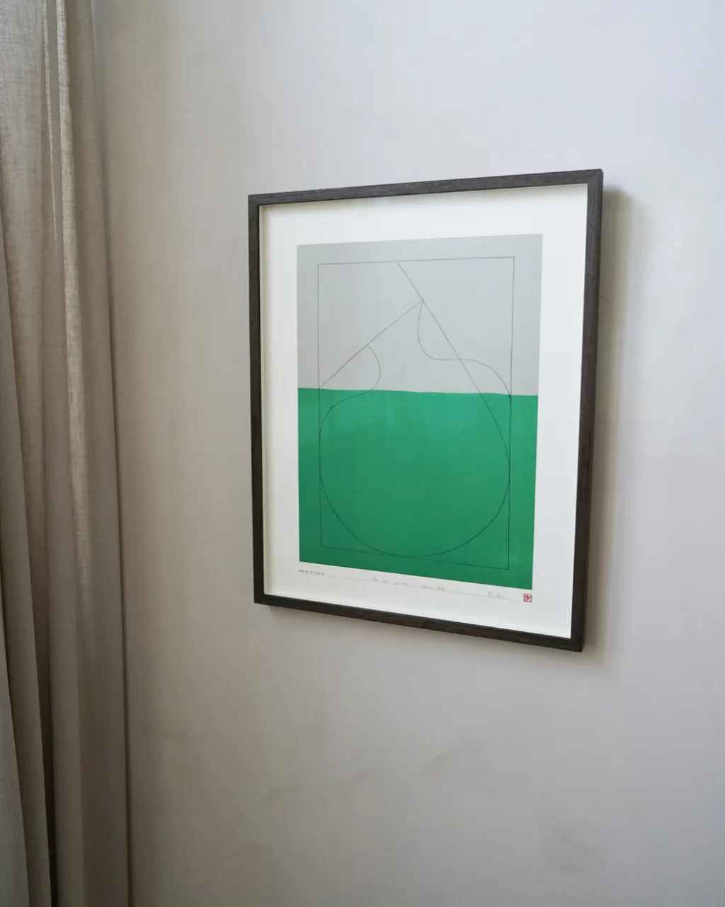 Hein Studio Stue|Vægdekorationer Og Plakater > Art Print Collection 2038 One Line no. 03 40x50 cm, Grøn/Sand