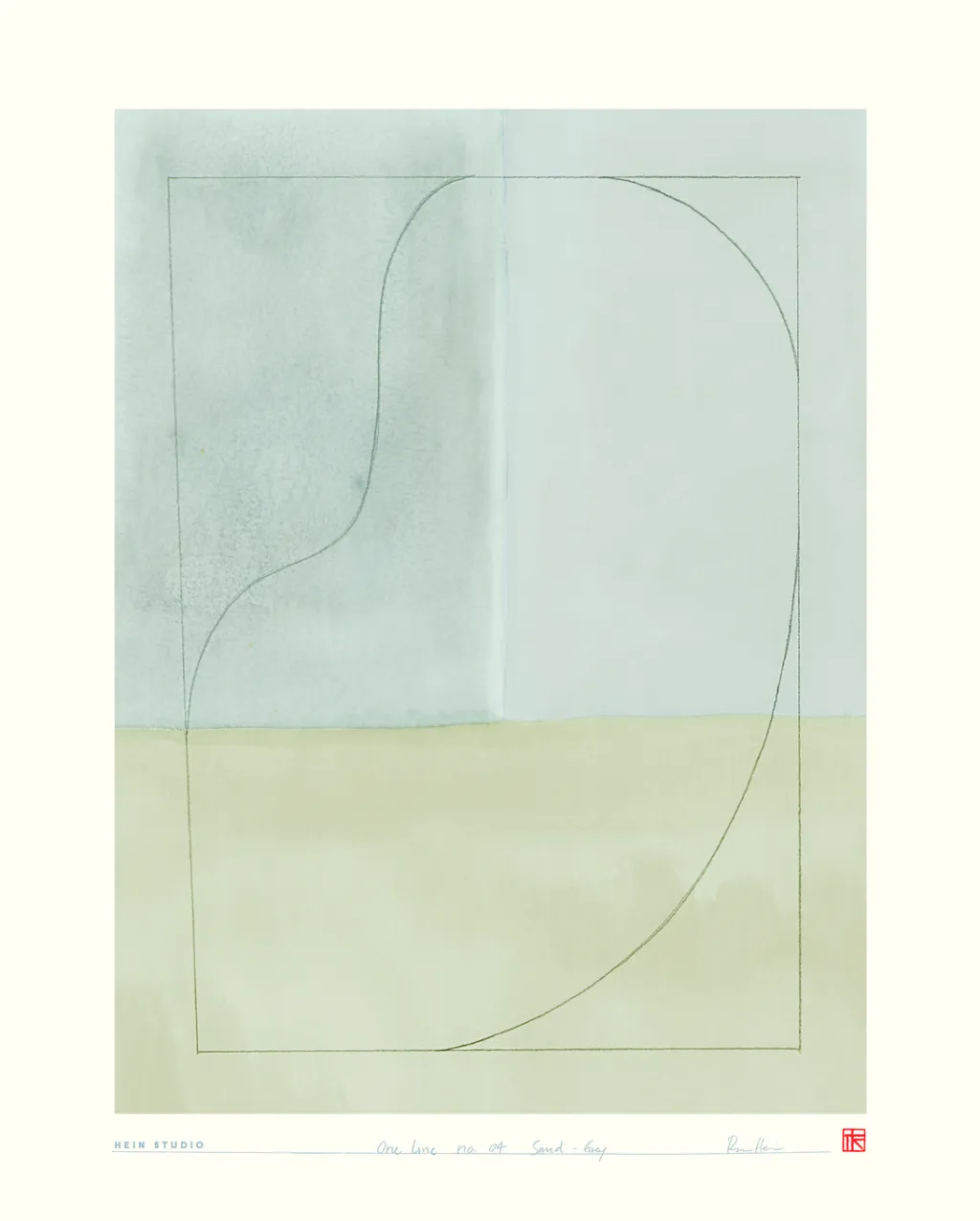Hein Studio Stue|Vægdekorationer Og Plakater > Art Print Collection 2039 One Line no. 04 40x50 cm, Sand/Grå
