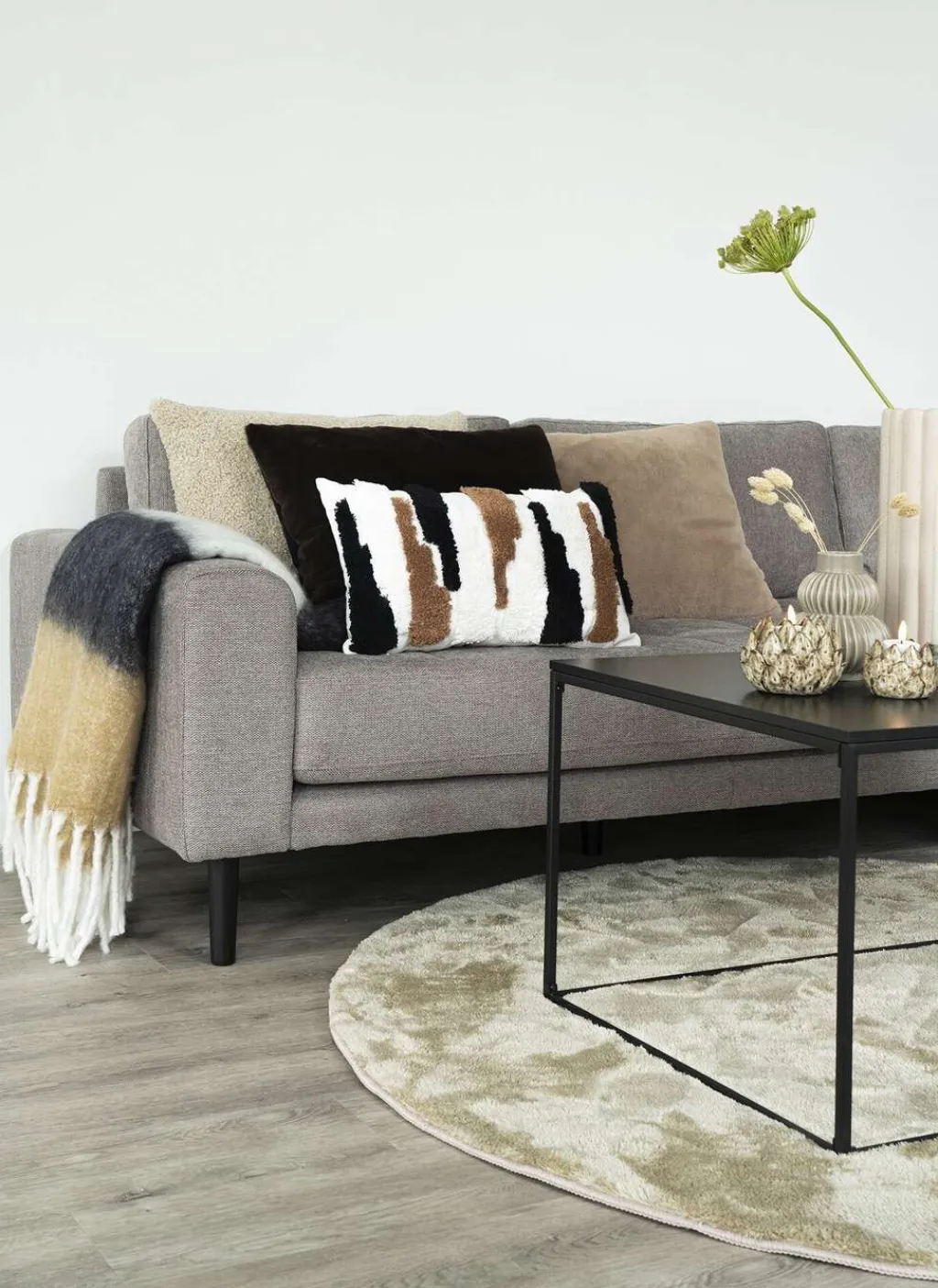 House Nordic Plaider Og Tæpper > Sintra Plaid 130x170 cm, Sort/Hvid/Brun