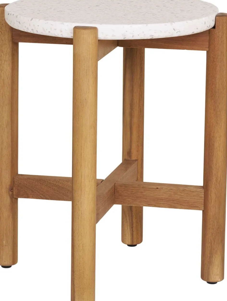 Sale House Nordic Terracina Sidebord H46 cm, Acacia/Hvid Tarazzo