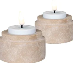 Hot Fyrfadsstage 2 stk. H4,5 cm, Natur Fyrfadsstager