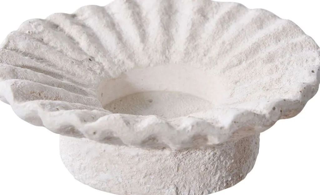 Discount Lysestage Bølget 2 stk, Hvid/Cement Lysestager