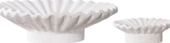 Discount Lysestage Bølget 2 stk, Hvid/Cement Lysestager