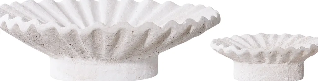 Discount Lysestage Bølget 2 stk, Hvid/Cement Lysestager