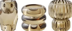 Discount Lysestage 3 stk, Smoked Brun Lysestager