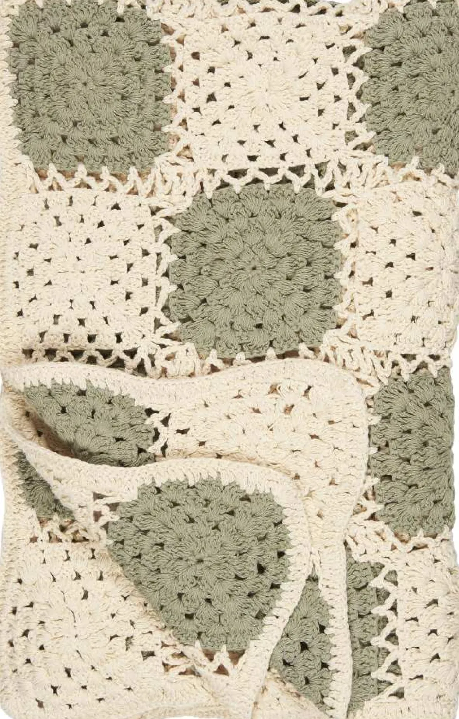 Online Ib Laursen Hæklet Plaid 130x170 cm, Creme/Grøn