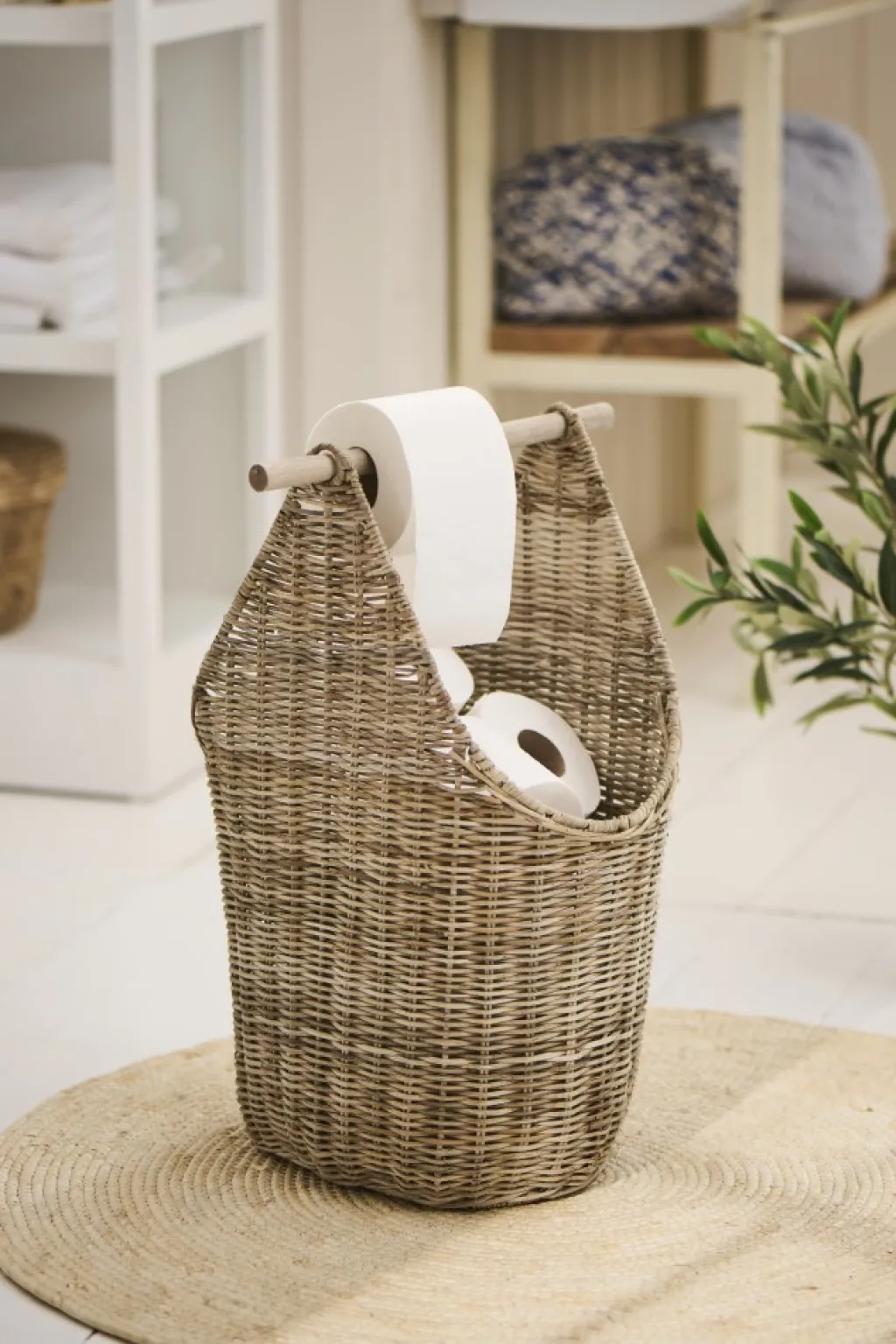 Ib Laursen Badeværelse|Kurve Og Kasser > Kurv m. Toiletpapirholder H50 cm, Grå Rattan