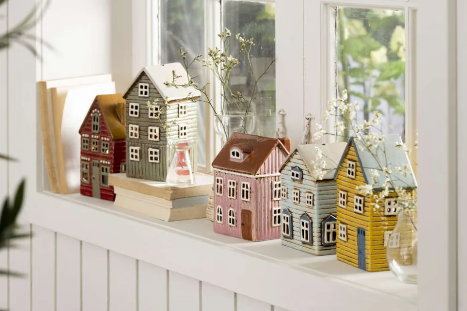 Discount Ib Laursen Thorshavn Lyshus H18,5 cm, Gul/Blå