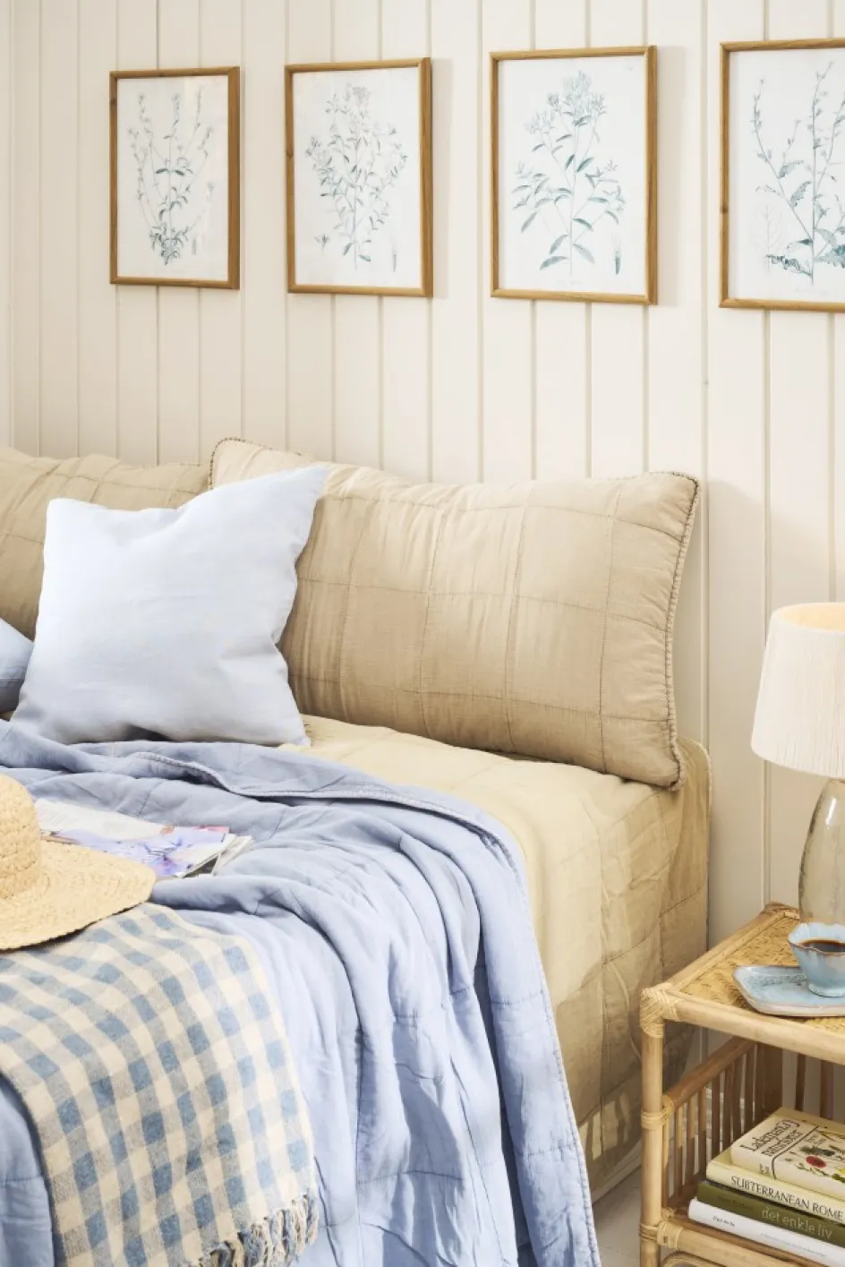 Outlet Ib Laursen Vintage Quilt Sengetæppe 240x240 cm, Cornflower