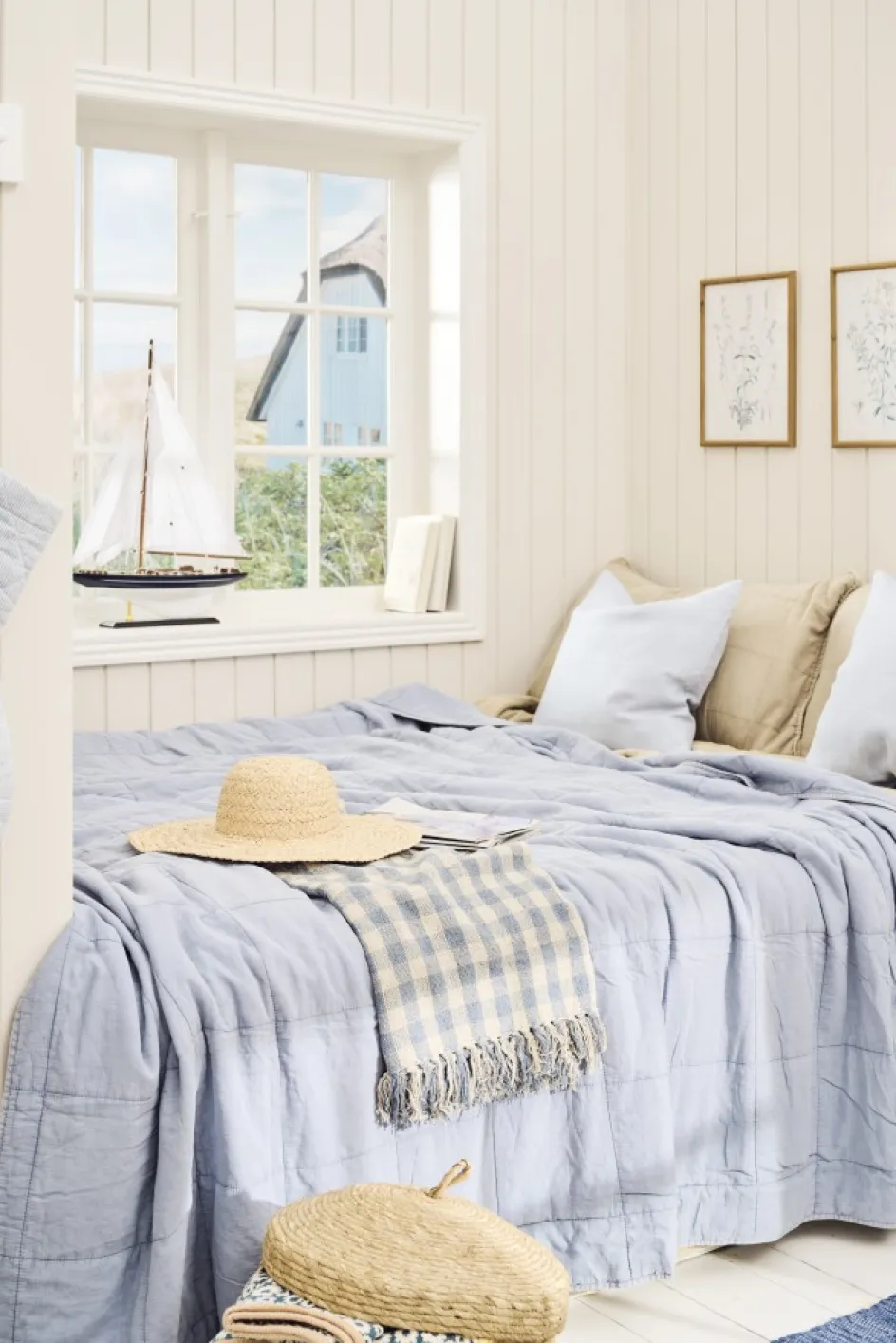 Outlet Ib Laursen Vintage Quilt Sengetæppe 240x240 cm, Cornflower