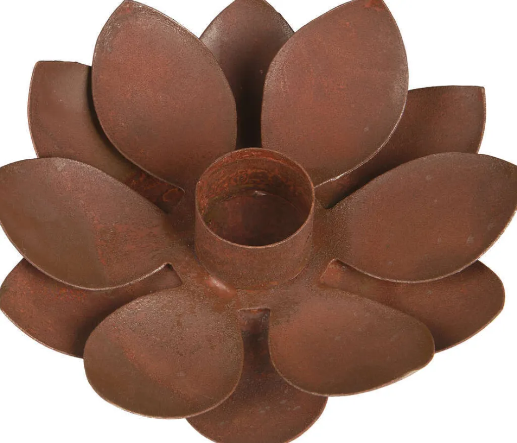 Clearance Lotus Lysestage H4 cm, Rust Lysestager