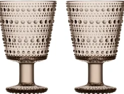 Sale Iittala Kastehelmi Glas På Fod 2 stk. 26 cl, Linen