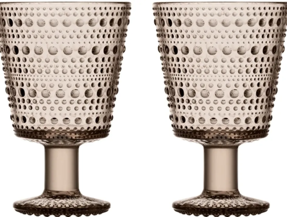 Sale Iittala Kastehelmi Glas På Fod 2 stk. 26 cl, Linen