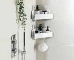 New EasyStore Hjørnebrusehylde 2 stk. 26,5 cm, Hvid Hylder|Opbevaring Til Badeværelset