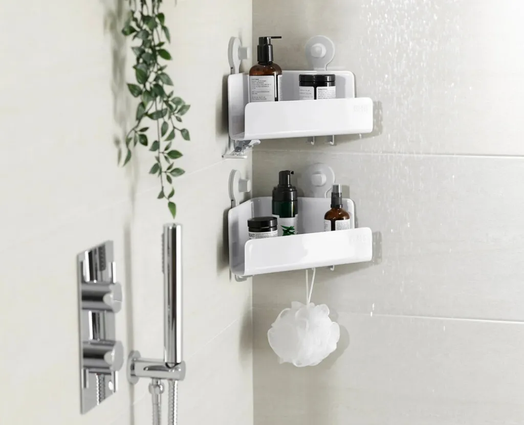 New EasyStore Hjørnebrusehylde 2 stk. 26,5 cm, Hvid Hylder|Opbevaring Til Badeværelset