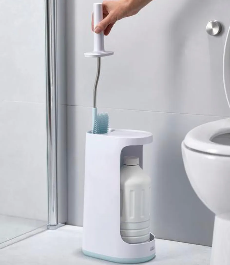 Hot Joseph Joseph Flex Toiletbørste m. Beholder H49 cm, Hvid/Blå