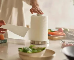 Joseph Joseph Push&Tear Køkkenrulleholder H28 cm, Light Stone