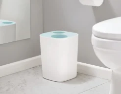 Outlet Split Affaldsspand til Badeværelset 8 L, Hvid/Blå Affaldsspande Og Tilbehør|Affaldsspande