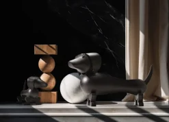 New Kay Bojesen Gravhund , Mørkbejdset Eg Stue|Træfigurer Og Figurer