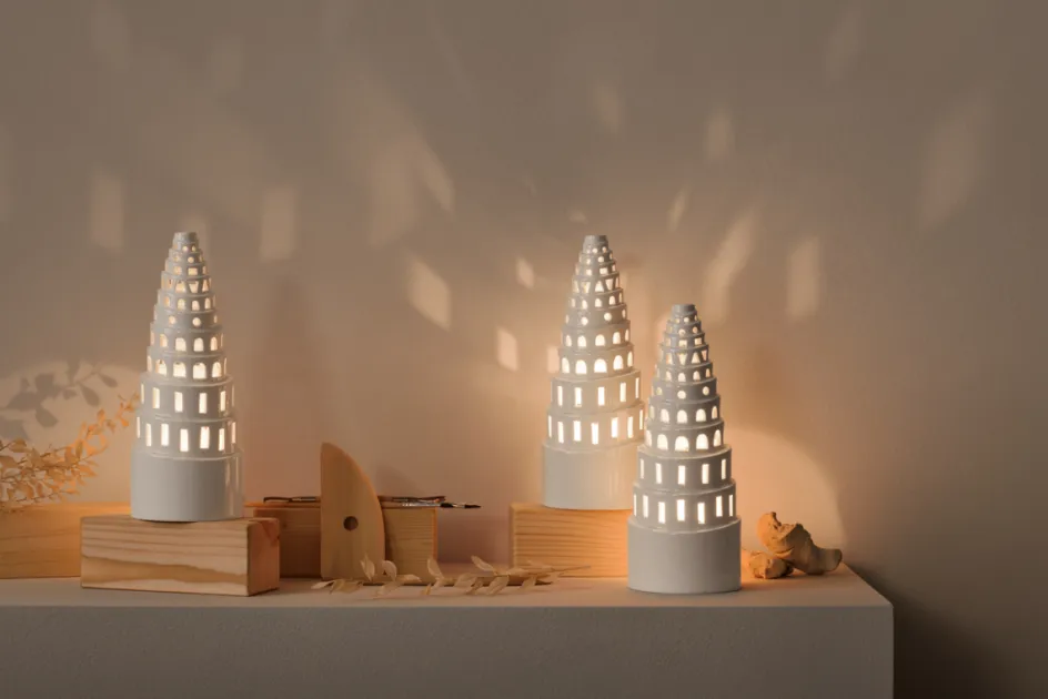 Sale Kähler Urbania Lyshus Højt Tårn H22,5 cm, Hvid
