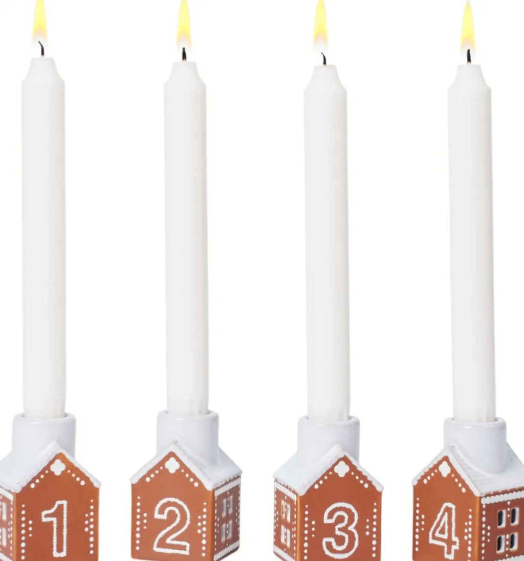 Gingerbread Adventsstage 4 stk. H7,5 cm, Brun Julelys