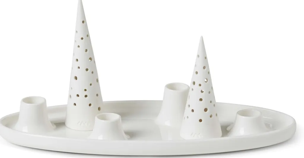 Kähler Lysestager|Julelys > Nobili Oval Adventsstage 33x13 cm, Snehvid