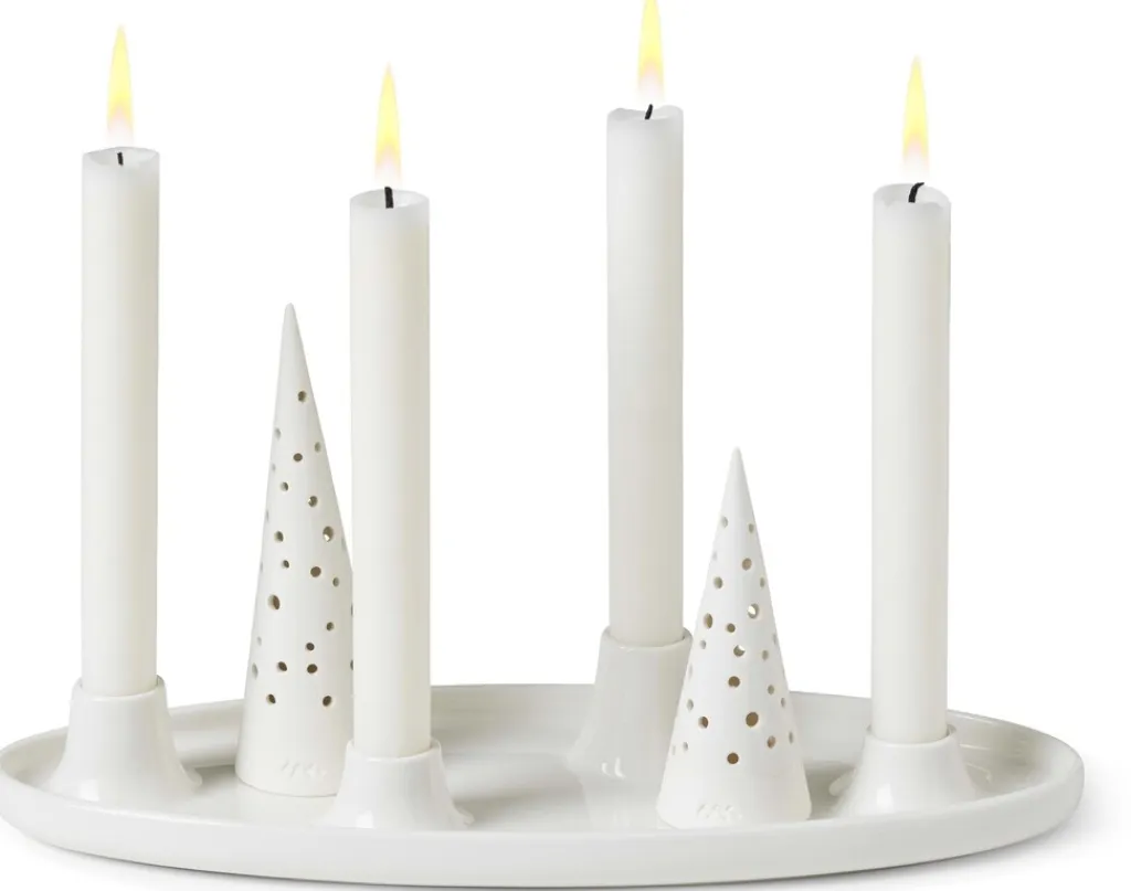 Kähler Lysestager|Julelys > Nobili Oval Adventsstage 33x13 cm, Snehvid