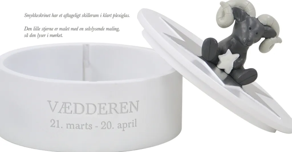 Børn Kids By Friis Opbevaring Til Børneværelset|Børneværelse > Smykkeskrin Vædderen Ø14,5 cm, Hvid