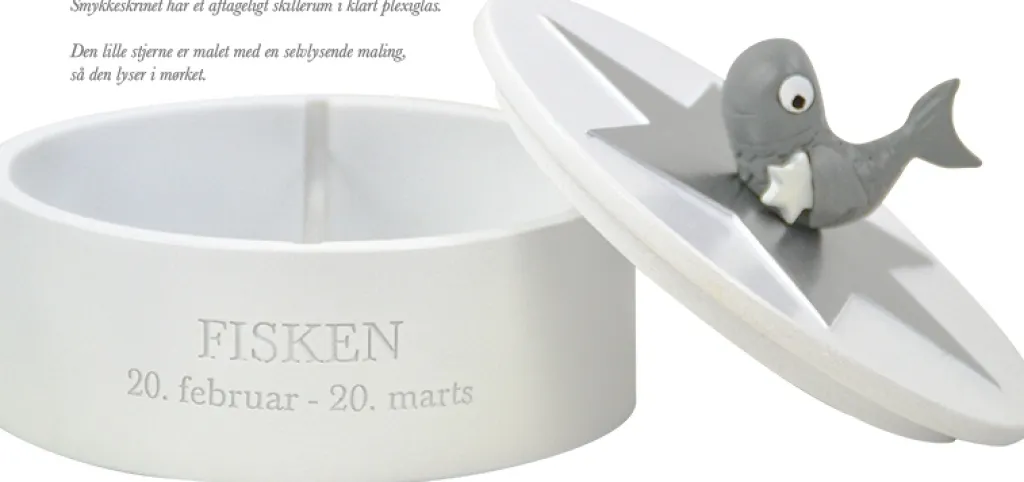 Best Smykkeskrin Fisken Ø14,5 cm, Hvid Børn Opbevaring Til Børneværelset|Børneværelse