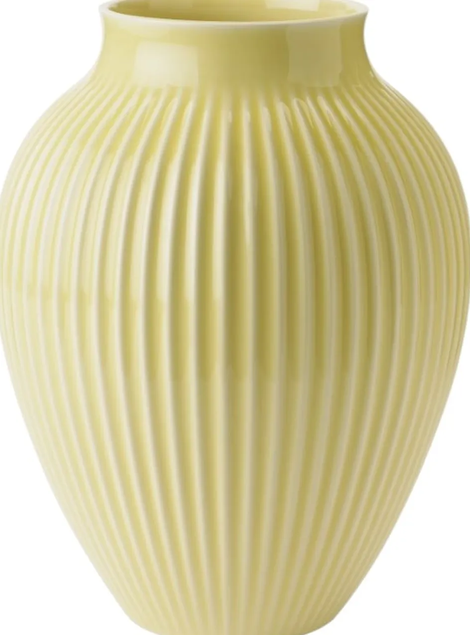 Best Knabstrup Keramik Ripple Vase H27 cm, Gul