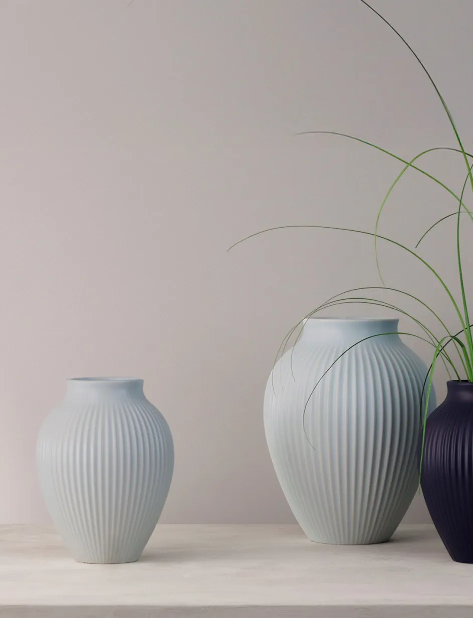 Discount Knabstrup Keramik Ripple Vase H, Mat Ice Blue