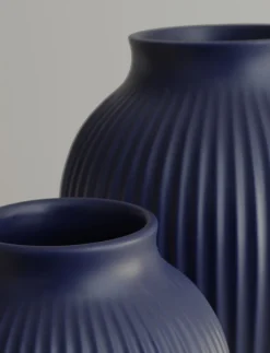 Knabstrup Keramik Ripple Vase H, Mat Dark Blue