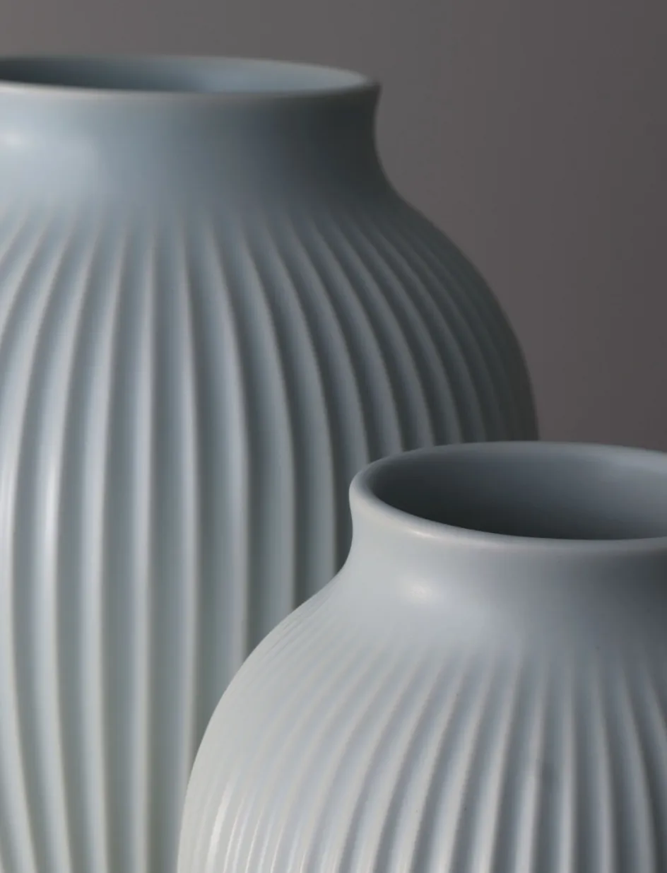 Sale Knabstrup Keramik Ripple Vase H, Mat Ice Blue