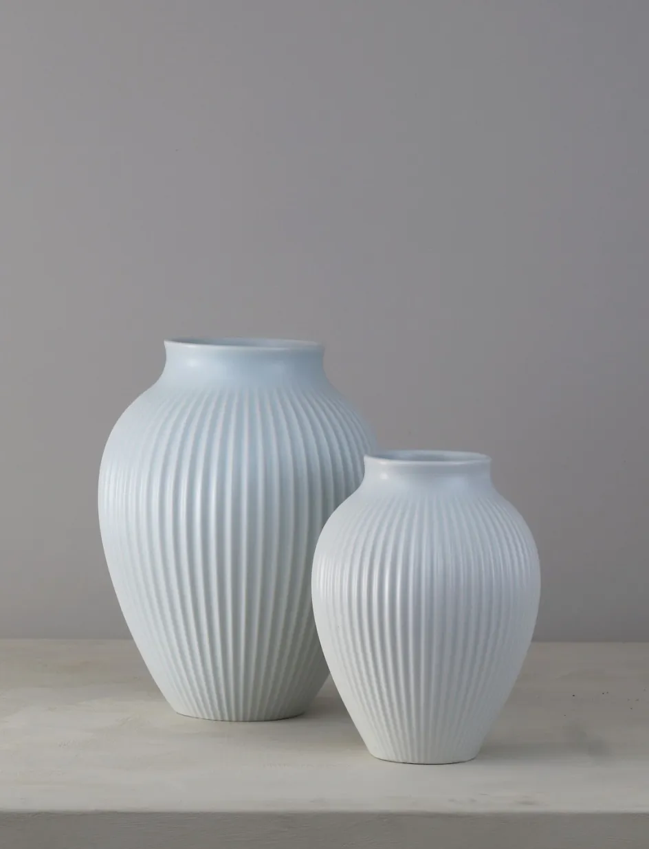 Sale Knabstrup Keramik Ripple Vase H, Mat Ice Blue