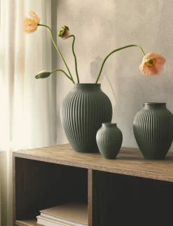 Knabstrup Keramik Stue|Vaser > Ripple Vase H20 cm, Mat Celadon Green