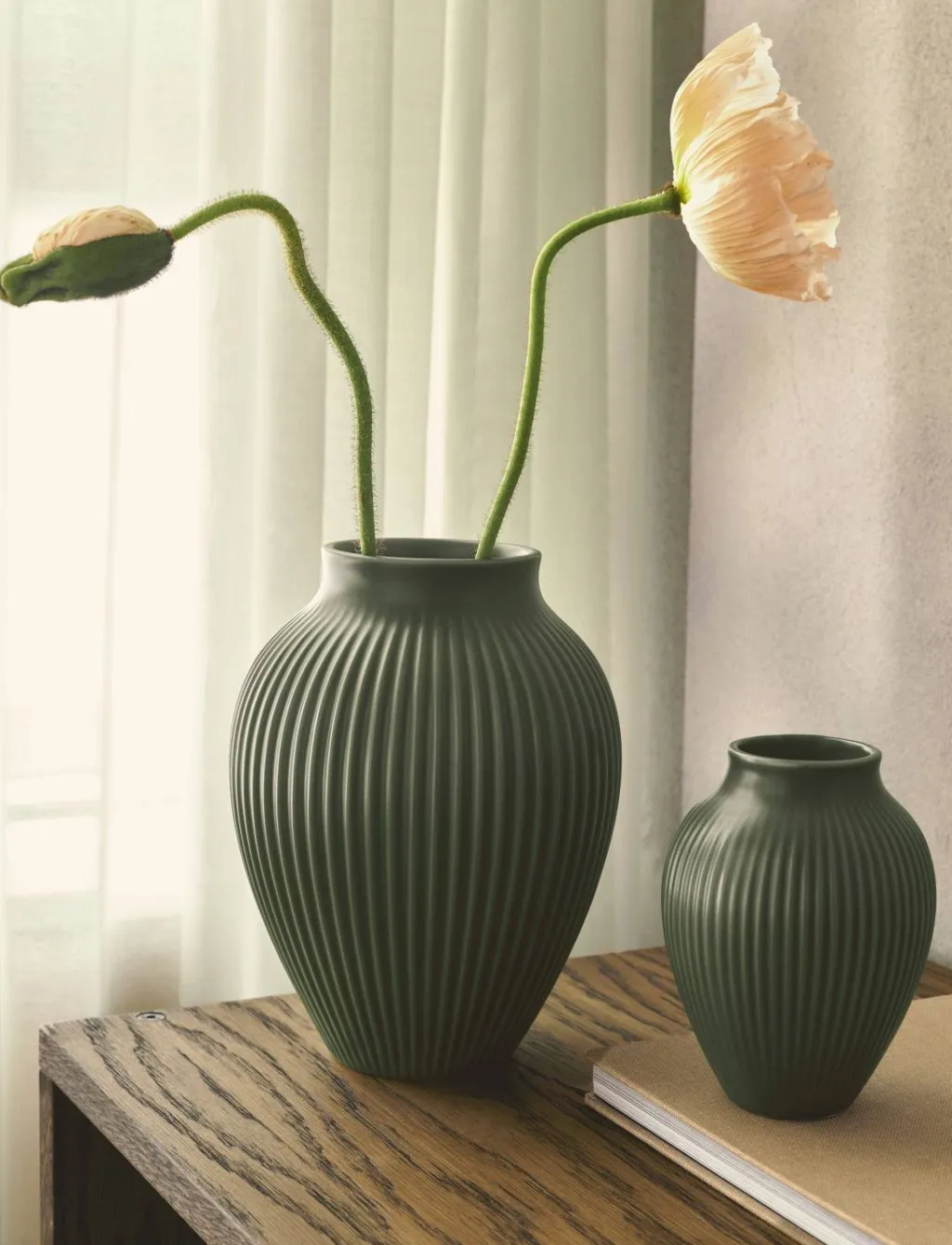 Knabstrup Keramik Stue|Vaser > Ripple Vase H20 cm, Mat Celadon Green