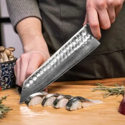 Outlet Bunka Damascus Kiritsuke Kniv 21 cm, Ibenholt Japanske Knive