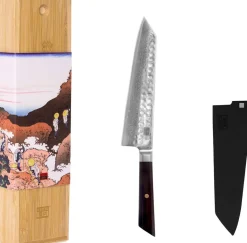 Outlet Bunka Damascus Kiritsuke Kniv 21 cm, Ibenholt Japanske Knive