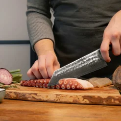 Discount Bunka Damascus Santoku Kniv 17 cm, Ibenholt Japanske Knive