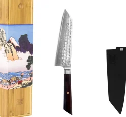 Discount Bunka Damascus Santoku Kniv 17 cm, Ibenholt Japanske Knive