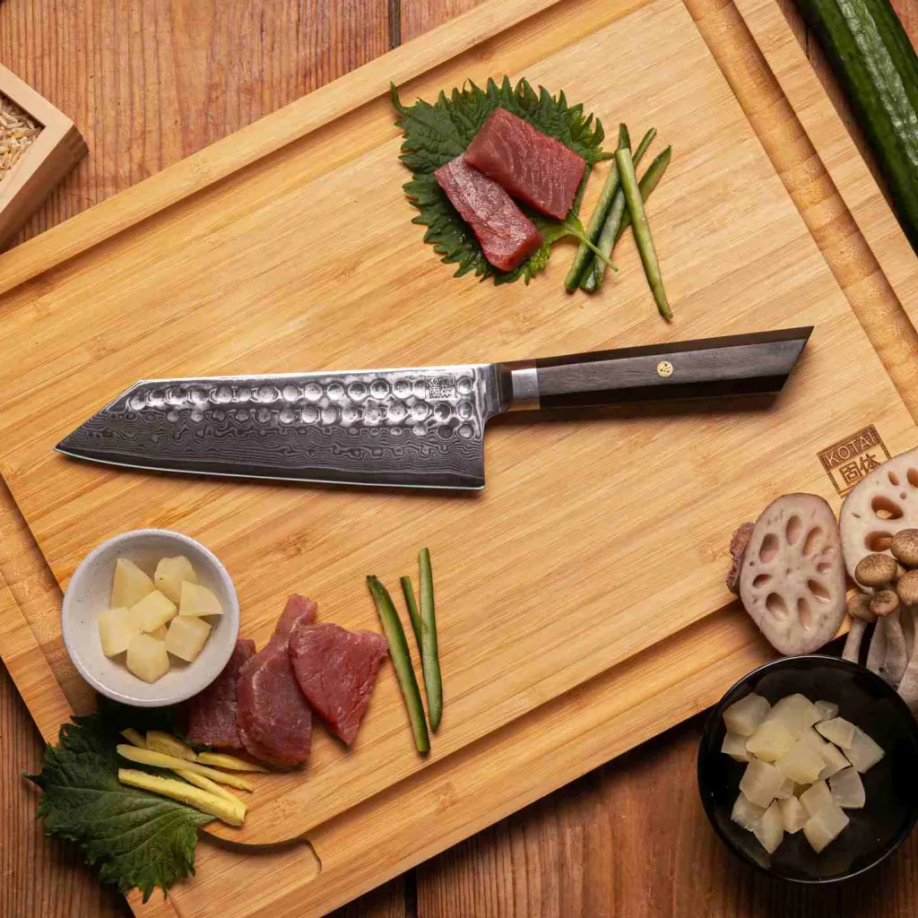 Discount Bunka Damascus Santoku Kniv 17 cm, Ibenholt Japanske Knive