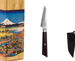 Outlet Bunka Damascus Skrællekniv 9 cm, Ibenholt Urteknive Og Grøntsagsknive